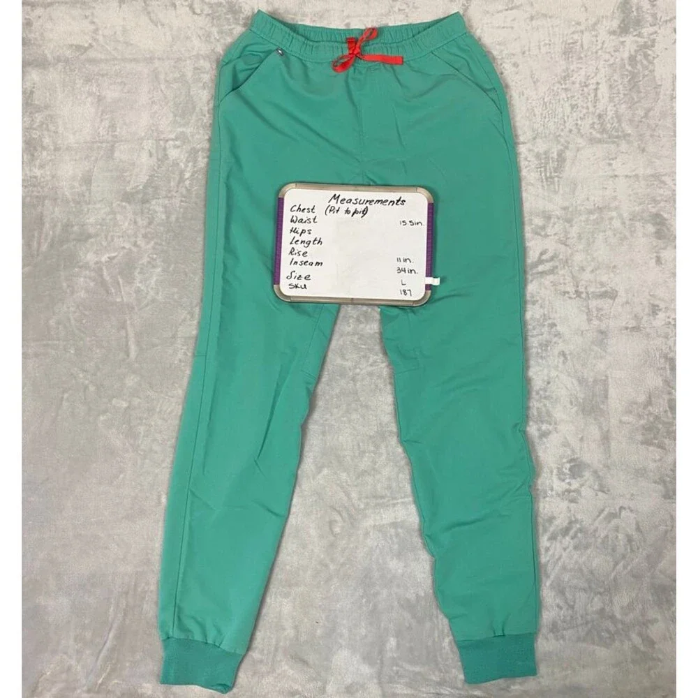 Figs Men's Jogger Sweatpants in Mint Green with Red Drawstring